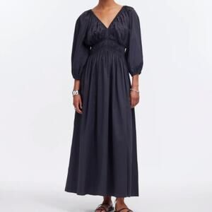 NWT Madewell V-Neck Balloon-Sleeve Maxi Dress Black 4